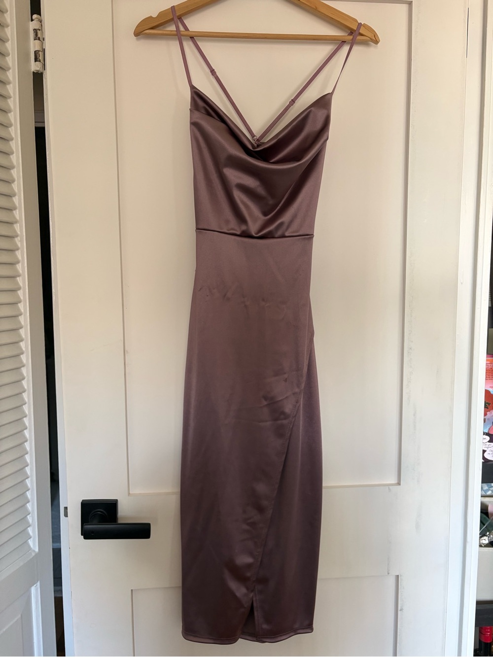 Windsor Satin Slip Midi Dress in Mauve